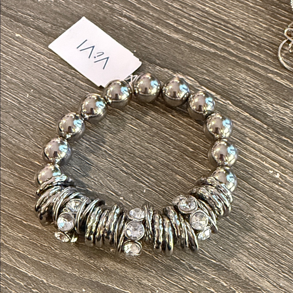 Vivi Silver And Crystal Charm Bracelet